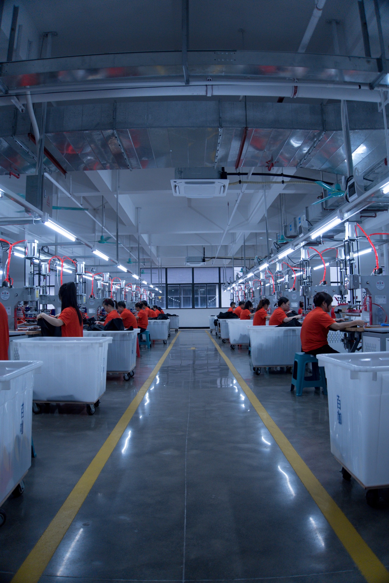 Organized production aisle inside our Guangzhou factory
